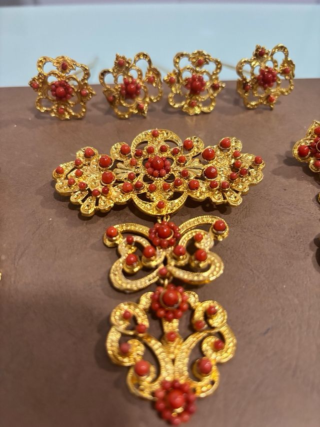 Aderezo Fallera Coral y Dorado