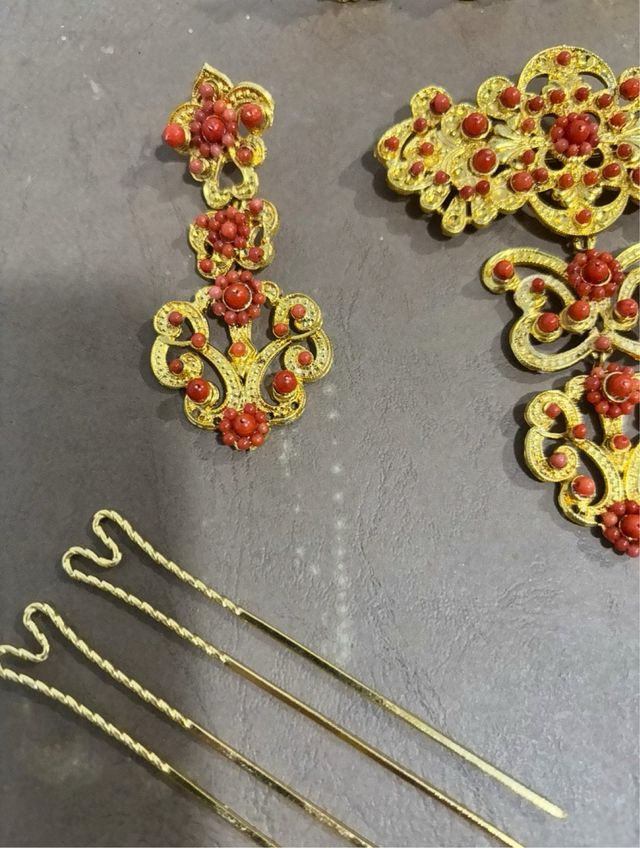 Aderezo Fallera Coral y Dorado