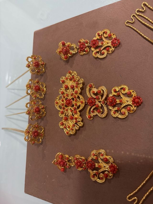 Aderezo Fallera Coral y Dorado