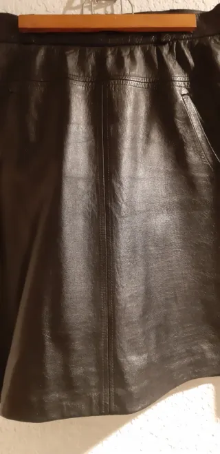 Falda de piel auténtica negra⁰