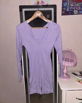 Mono corto lila manga larga