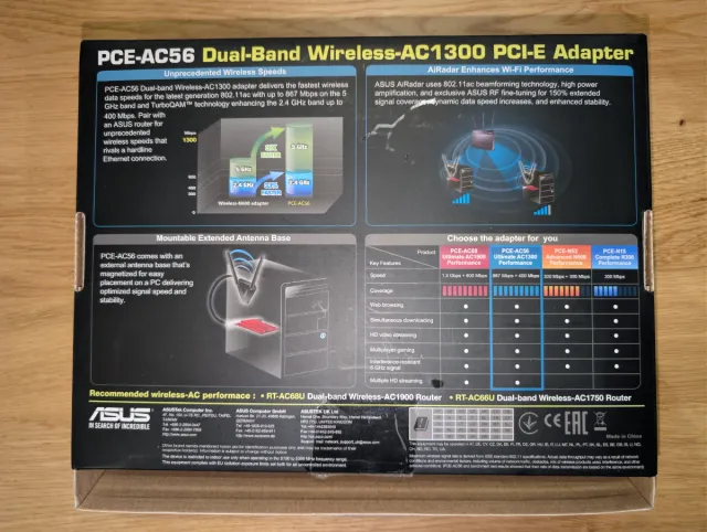 Adaptador WiFi ASUS PCE-AC56 802.11ac
