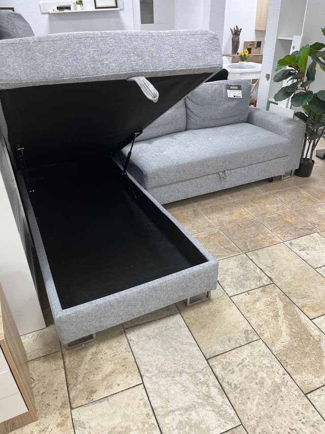 Sofá Cama Chaise Longue Gris