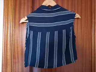 Camisa corta Bershka rayas azul XS