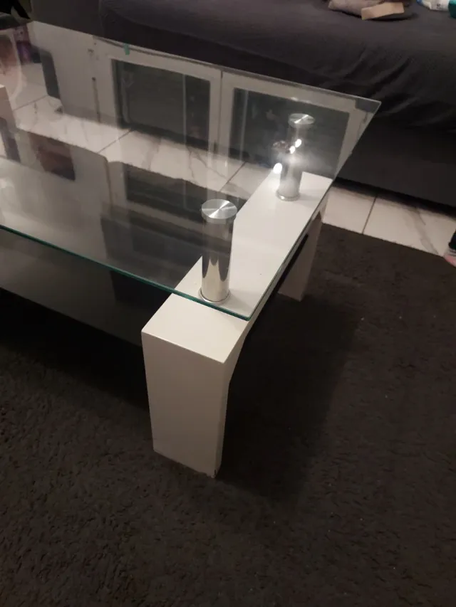 Mesa de centro cristal y metal