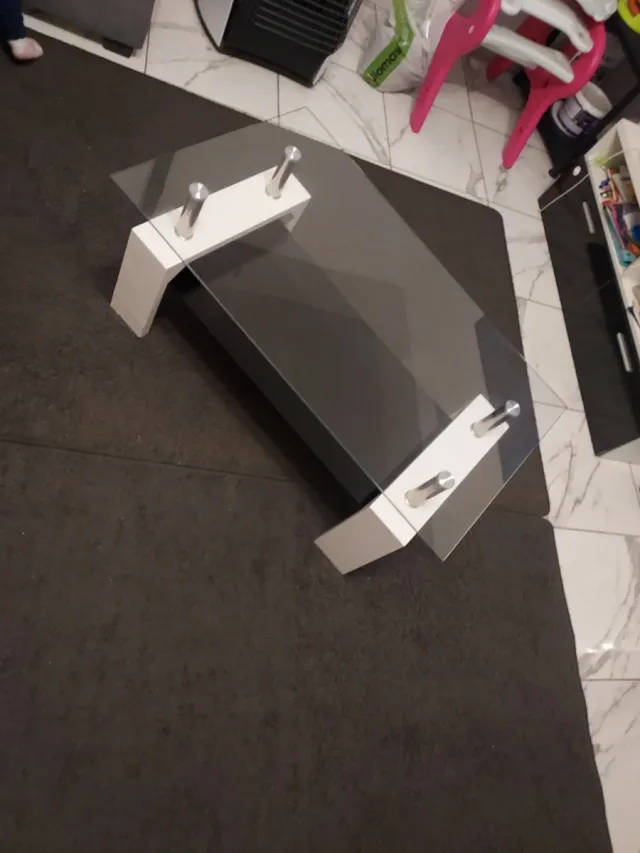 Mesa de centro cristal y metal