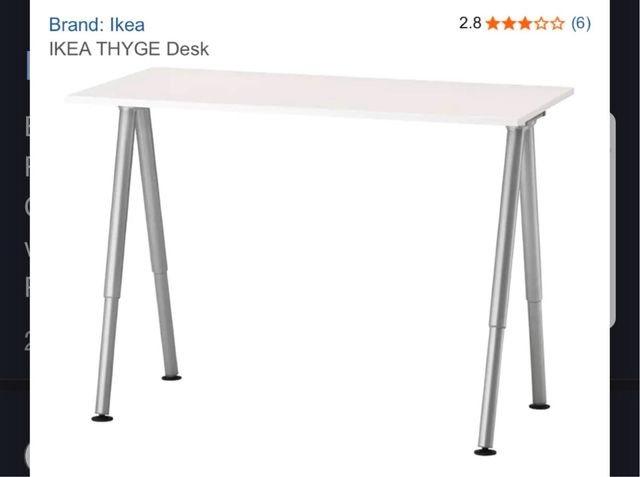 Escritorio Ikea THYGE Blanco/Plateado