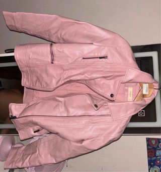 Chaqueta cuero rosa Mango Talla 11 años