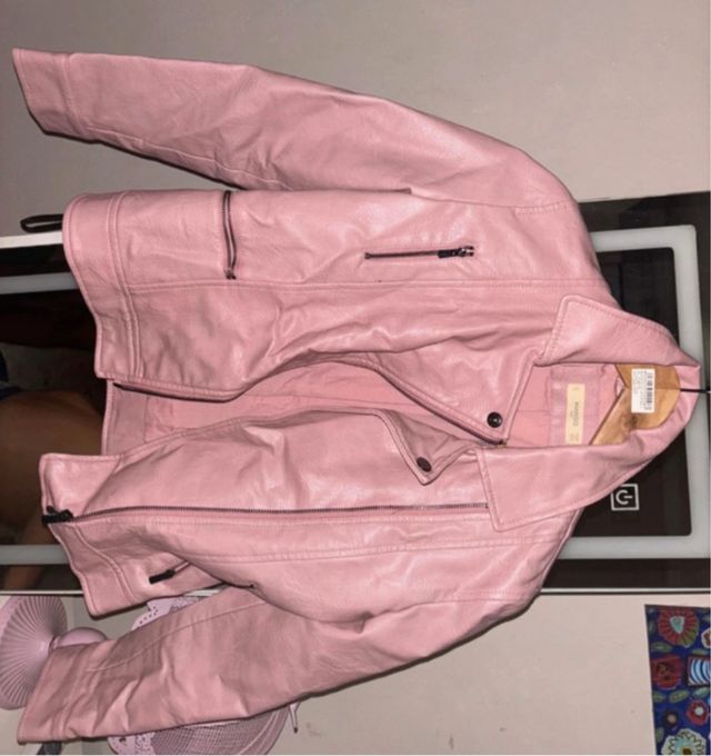 Chaqueta cuero rosa Mango Talla 11 años