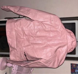 Chaqueta cuero rosa Mango Talla 11 años