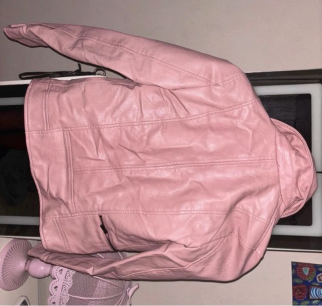 Chaqueta cuero rosa Mango Talla 11 años
