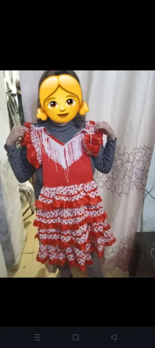 Vestido Flamenca Niña Rojo Lunares
