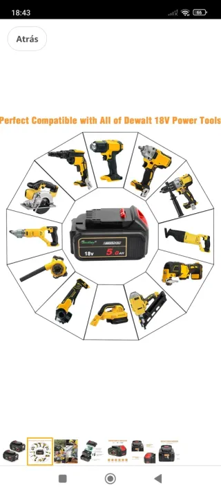 Bateríaspasa herramientas eléctricas 18V 5.0Ah Lit