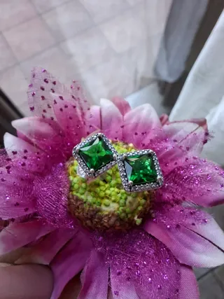 Orecchini Pandora quadrati verdi