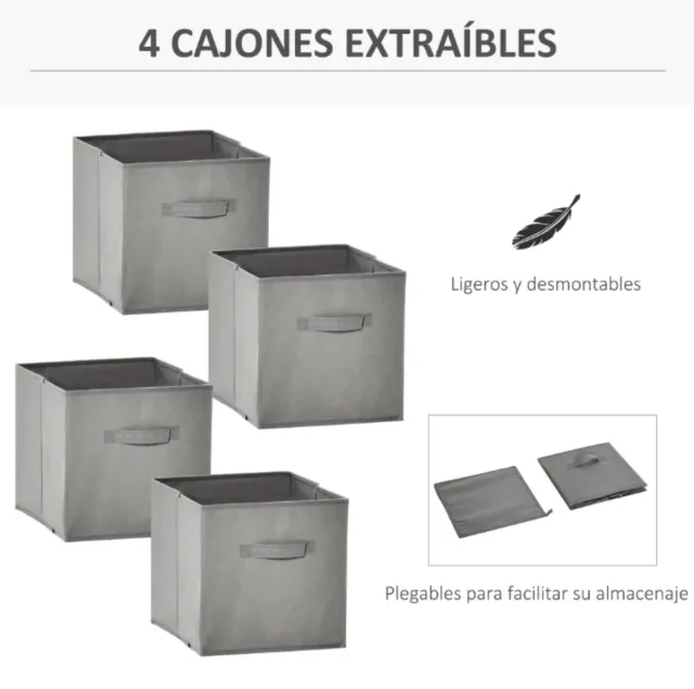 Estantería modular 8 cubos gris y blanca