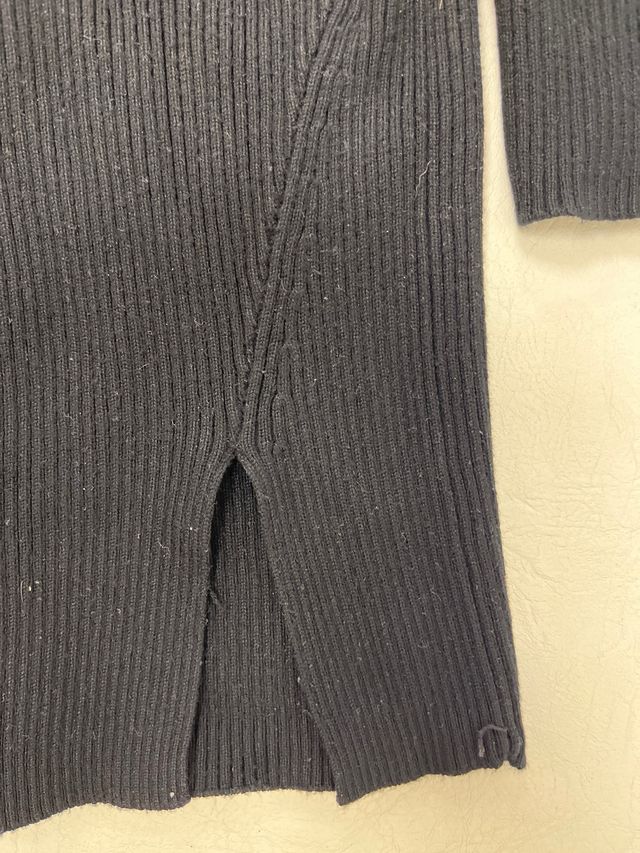 Vestido punto cuello barca negro