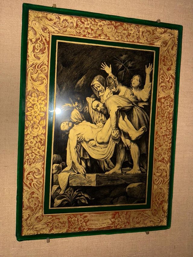 Cuadro con cristal de murano pintado con oro de 24