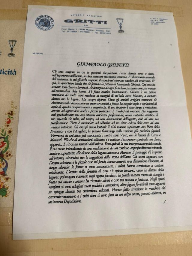 Cuadro con cristal de murano pintado con oro de 24