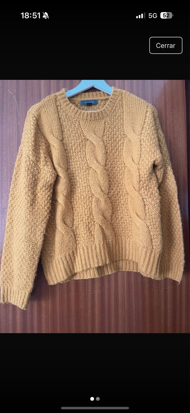 Chaleco de punto trenzado amarillo