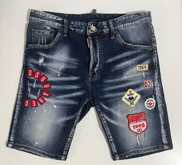 DSQUARED2 Vaqueros Cortos Azules con Parches