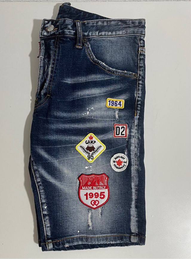DSQUARED2 Vaqueros Cortos Azules con Parches