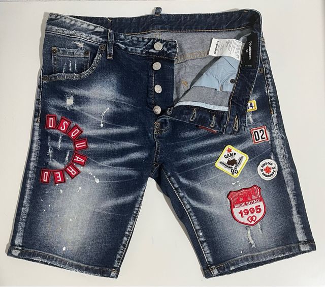 DSQUARED2 Vaqueros Cortos Azules con Parches