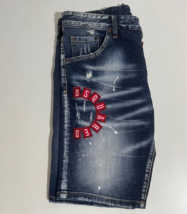 DSQUARED2 Vaqueros Cortos Azules con Parches
