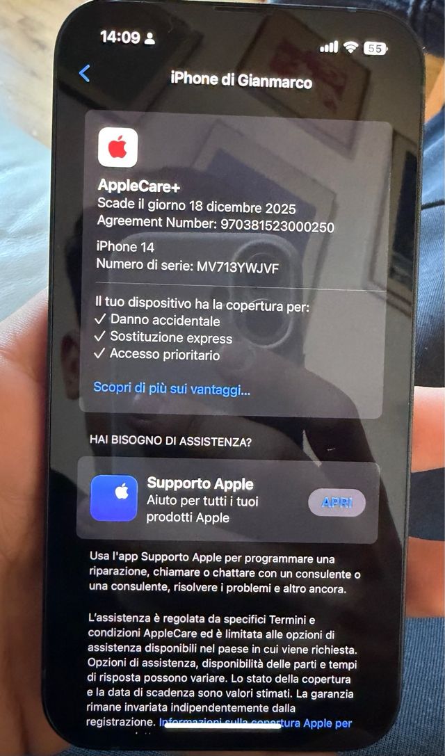 iPhone 14 Nuovo ancora con apple care plus