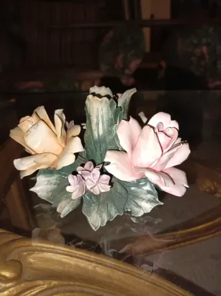 Portavelas porcelana Capodimonte Italia