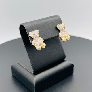 PENDIENTES OSO CON CIRCONITAS BLANCO 18K