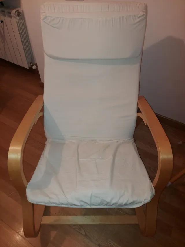 Mecedora Ikea Madera y Tela Blanca