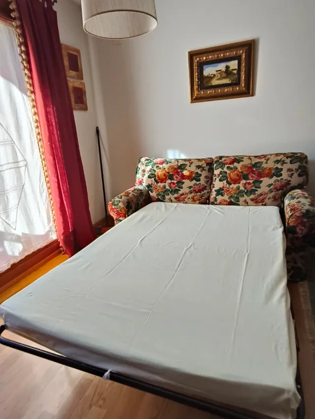Sofá cama floral de tela.  Cama de 120cm.