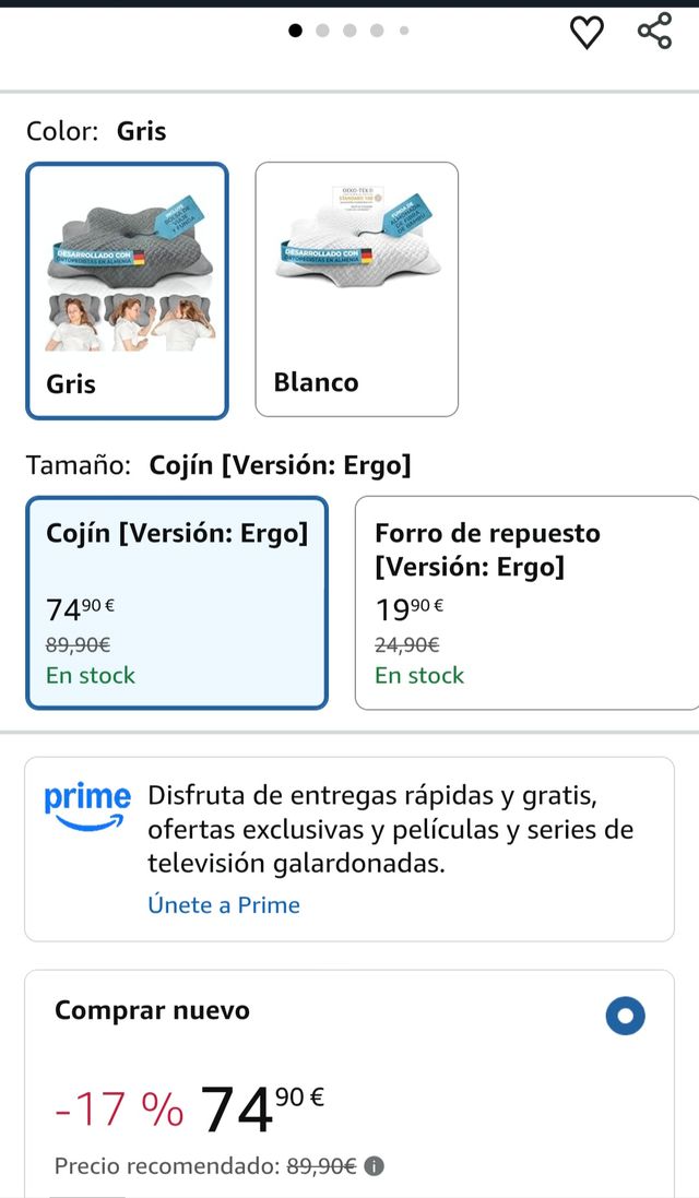 Almohada cervical 68 x 38 x 14 cm