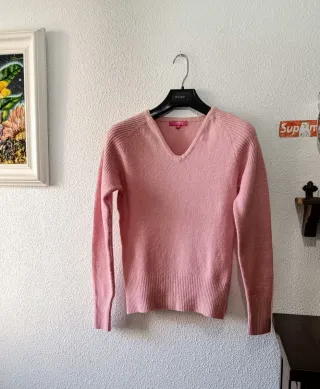 Jersey lana pico rosa como NUEVO TALLA L-Xl