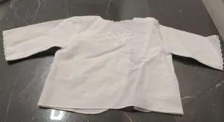 Camicetta neonato della fortuna lino-cotone bianca