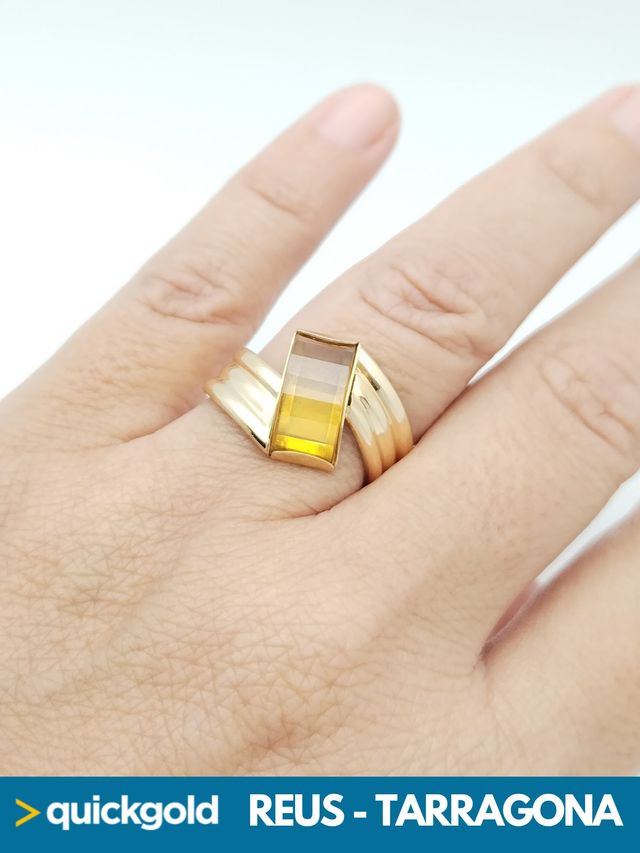 040-01-00595 ANILLO ORO 18K PIEDRA COLOR CITRINO