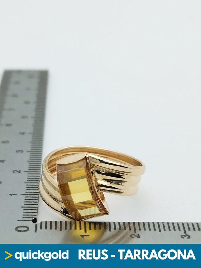 040-01-00595 ANILLO ORO 18K PIEDRA COLOR CITRINO