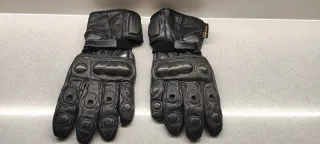 Guantes Moto Cuero Negro L con protecciones.