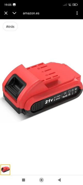 Batería 21V 2.0Ah Li-ion para Herramienta Eléctric