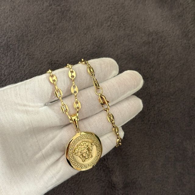 Cadena Ancla y Colgante Oro Laminado