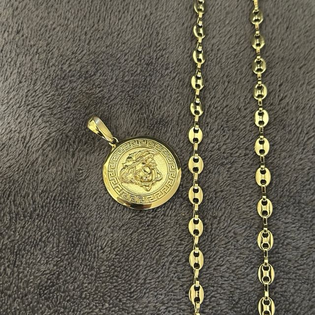 Cadena Ancla y Colgante Oro Laminado