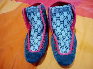 Zapatos Gucci Denim Azul y Rojo.