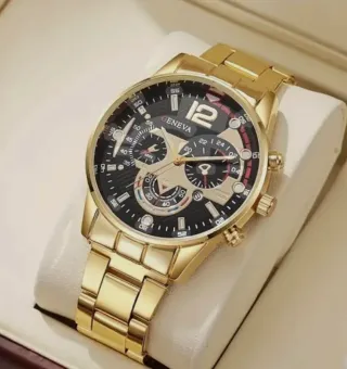 Reloj Geneva Hombre Negro y Dorado