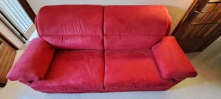 Divano 3 posti rosso in tessuto