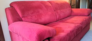 Divano 3 posti rosso in tessuto