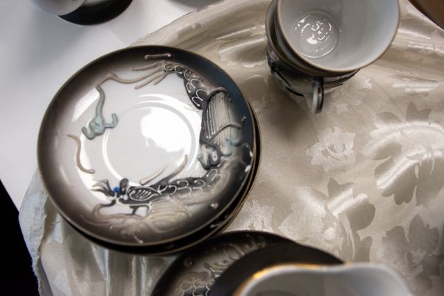 Juego Té Kyoto Satsuma Dragón Cerámica