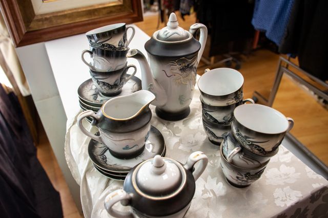 Juego Té Kyoto Satsuma Dragón Cerámica