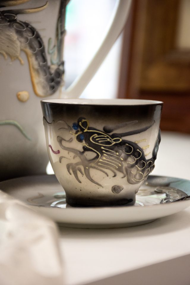 Juego Té Kyoto Satsuma Dragón Cerámica