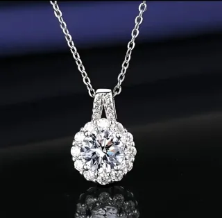 Collar Moissanita Plata de Ley Diseño Fino