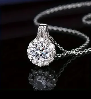 Collar Moissanita Plata de Ley Diseño Fino